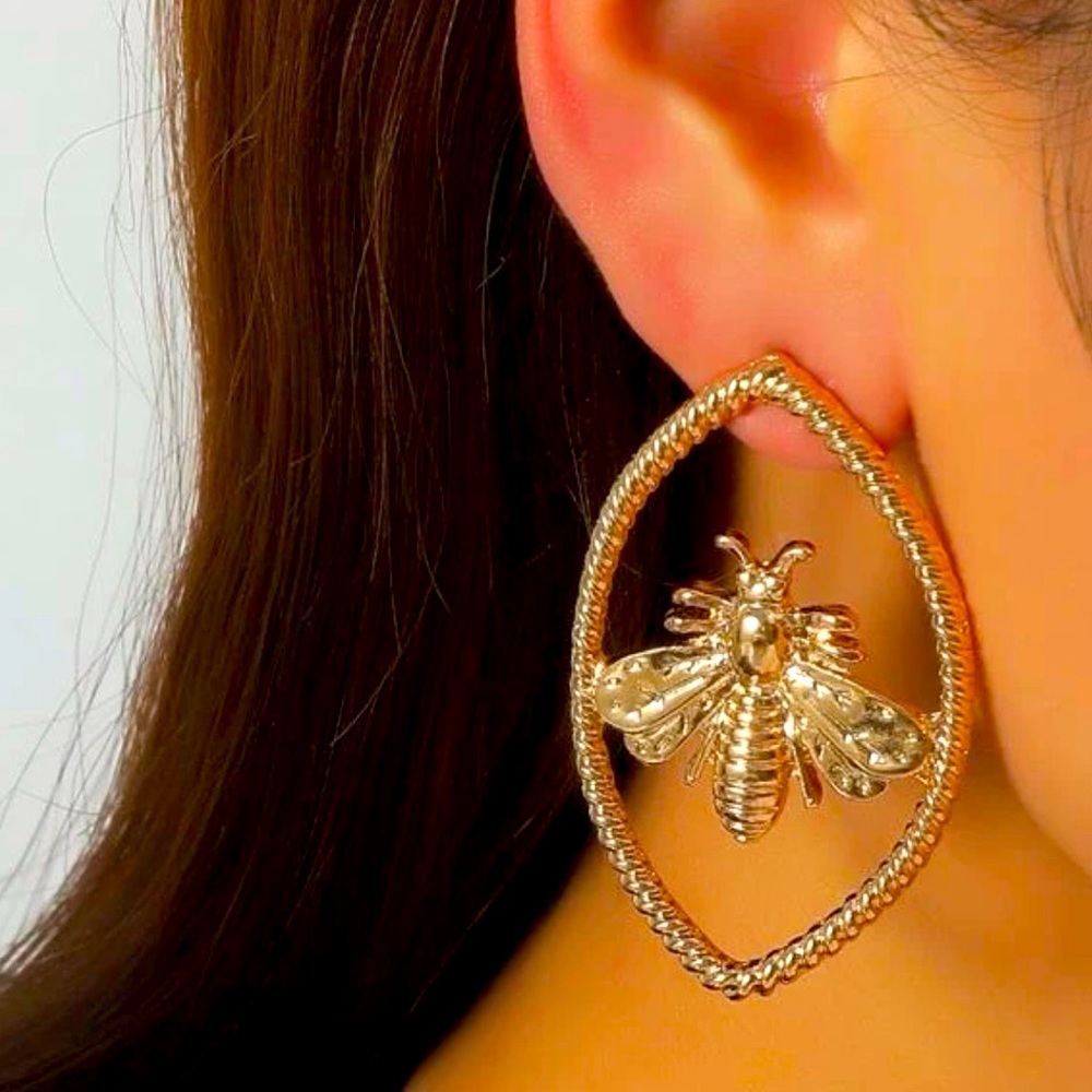 Gold Bumble Bee Earrings